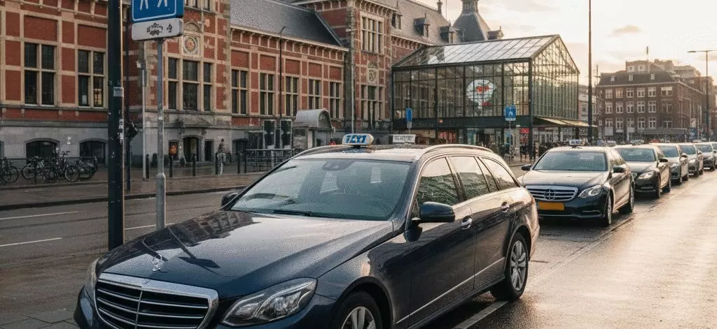 Zo sta je niet te zoeken: Waar staan taxi's voor Schiphol bij Hollands Spoor? Diverse diensten voor luchthaventransfer vanuit Den Haag HS