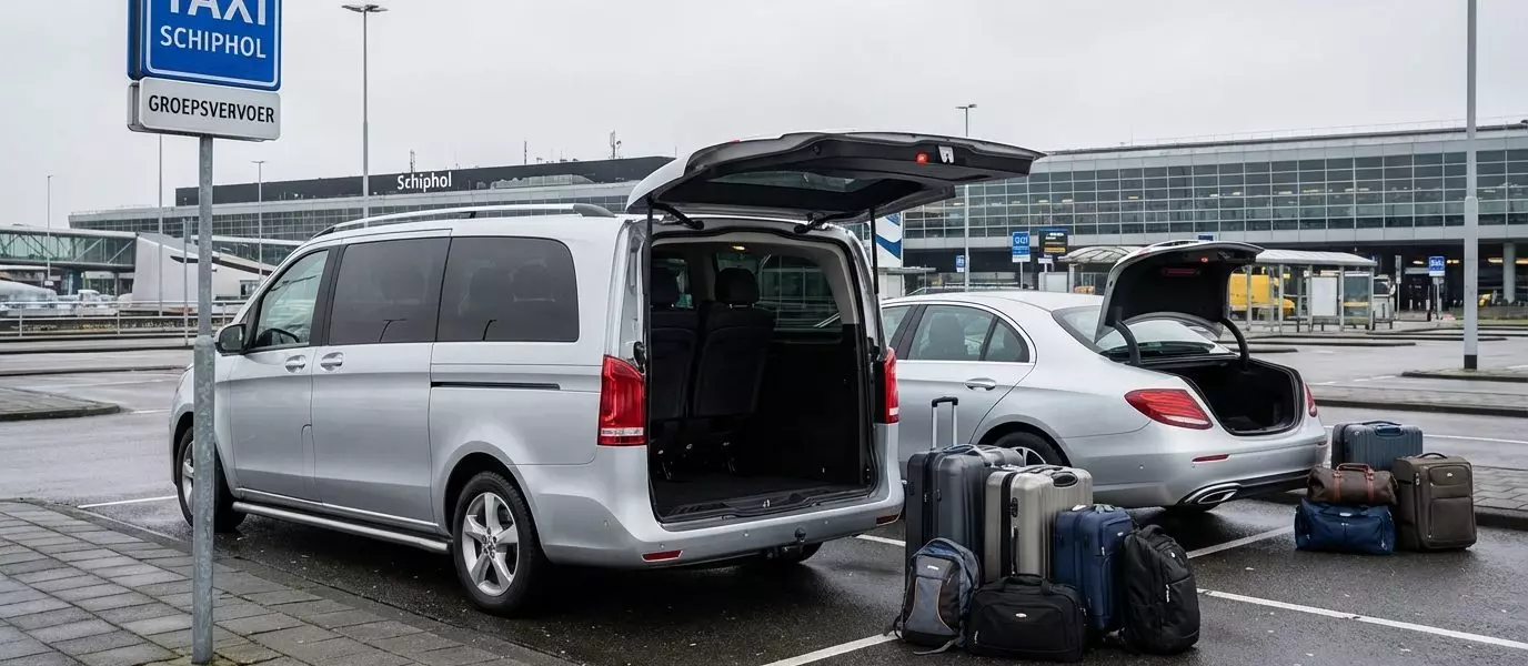 Kun je met meerdere personen tegelijk een taxi naar Schiphol nemen? Taxibusje of personenauto: Welke optie past bij jouw groep?