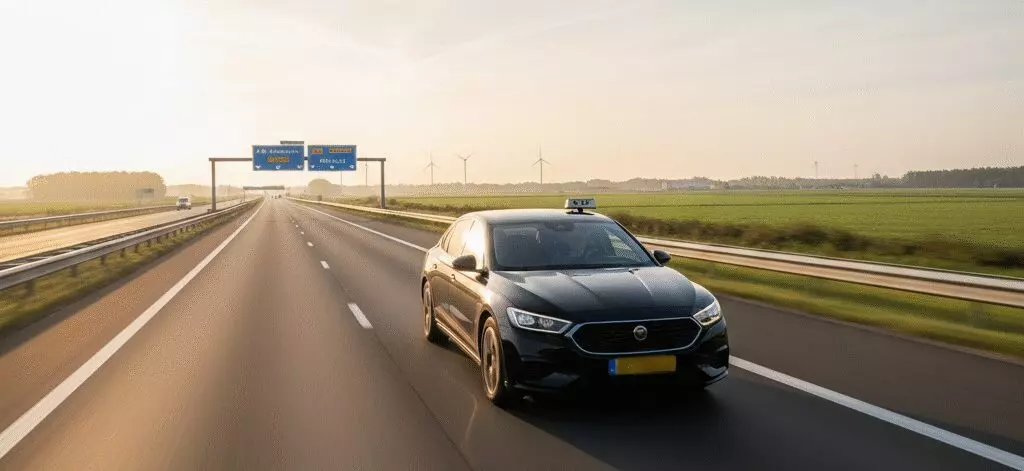 Ben je benieuwd hoe lang een taxi rit van Kijkduin naar Schiphol zonder files duurt?