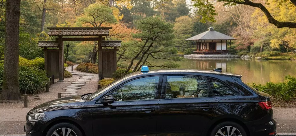 Clingendael park en Japanse tuin met theepauze bij de vijver in Den Haag.