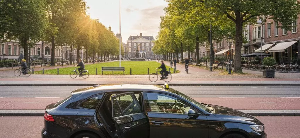 Haagse stadsfietsroute tussen parken, pleinen en lanen in Den Haag.