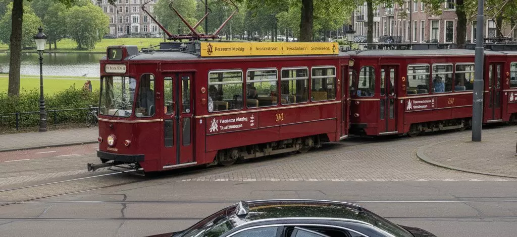 Historische tramrit Den Haag met haltes bij musea en parken in Den Haag.