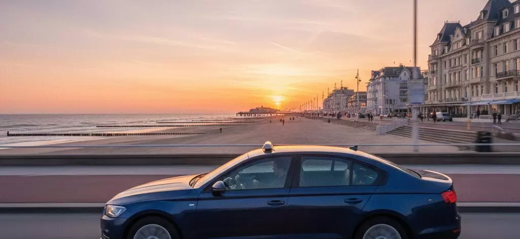 Reistijd en afstand tussen centrum Den Haag en Scheveningen boulevard