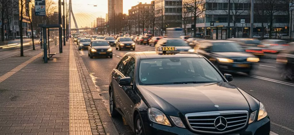 Hoeveel betaal je voor taxi vervoer naar Rotterdam Airport tijdens spits?