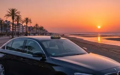 Kijkduin boulevard avond met zonsondergang en schemerlicht in Den Haag.
