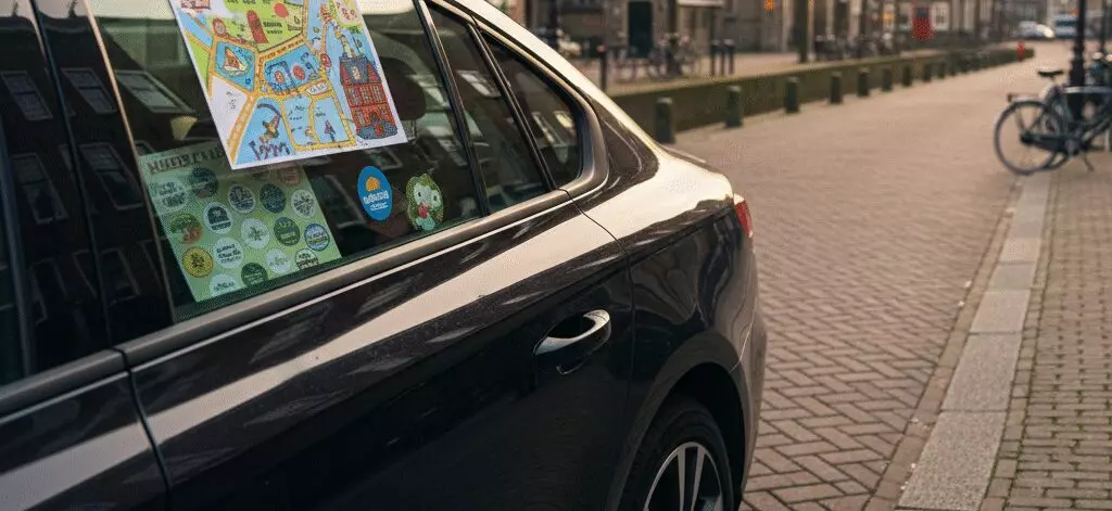 Kinderroute in Delft met speurkaart en museumsticker in Delft.