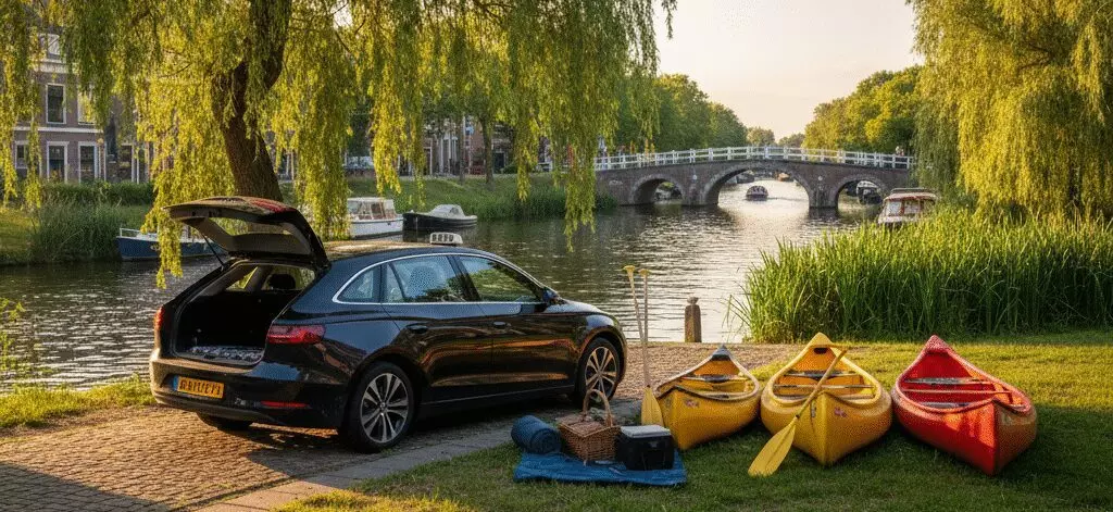 Picknick aan de Vliet en kano varen tussen Voorburg en Leidschendam in de regio.