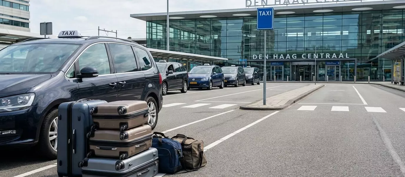 Waar moet je zijn voor een taxi bij Den Haag Centraal met veel bagage?