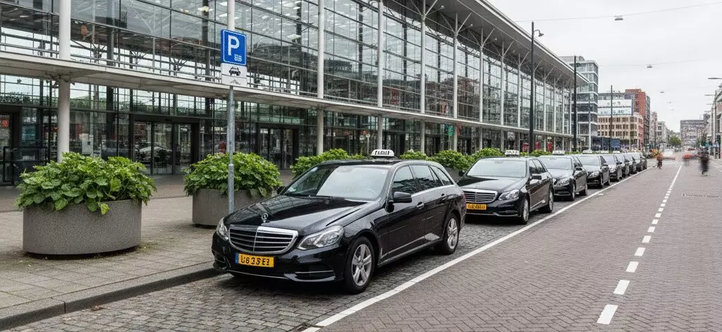 Waar zijn standplaatsen voor taxi’s naar Rotterdam Airport bij Den Haag Centraal?