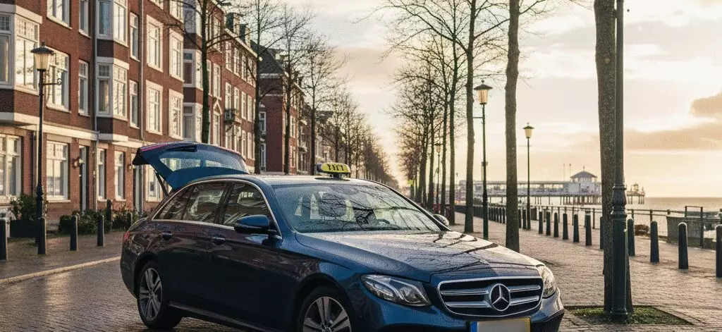 Wat is de beste plek om een taxi naar Schiphol te nemen in Scheveningen?