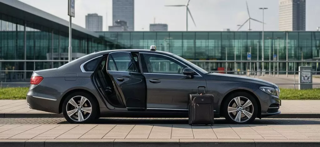 Wat zijn de opties voor taxi vervoer naar Rotterdam Airport met zakelijke factuur?