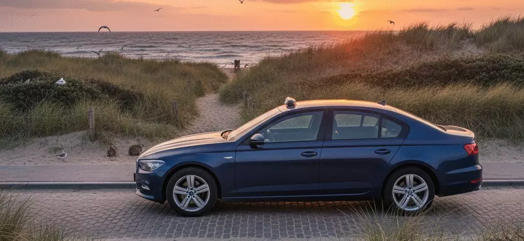 Zeewandeling door Westduinpark met zonsondergang in Kijkduin in Den Haag.