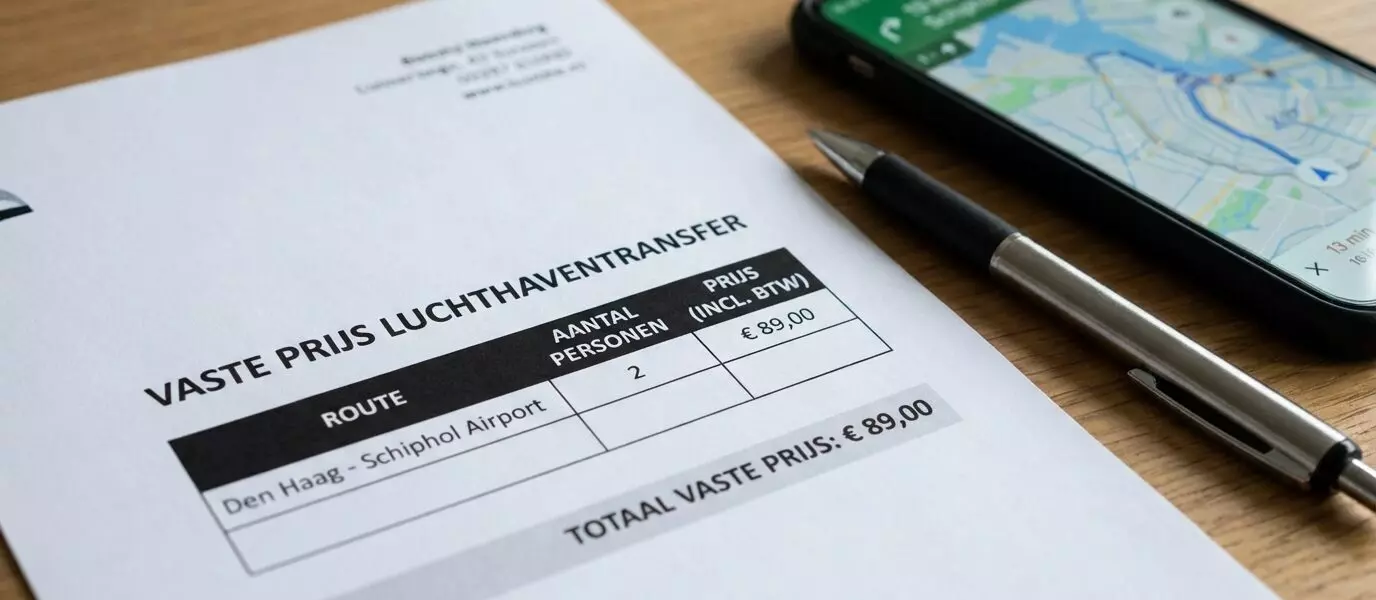 Kostenstructuur taxi vaste prijs luchthaventransfers